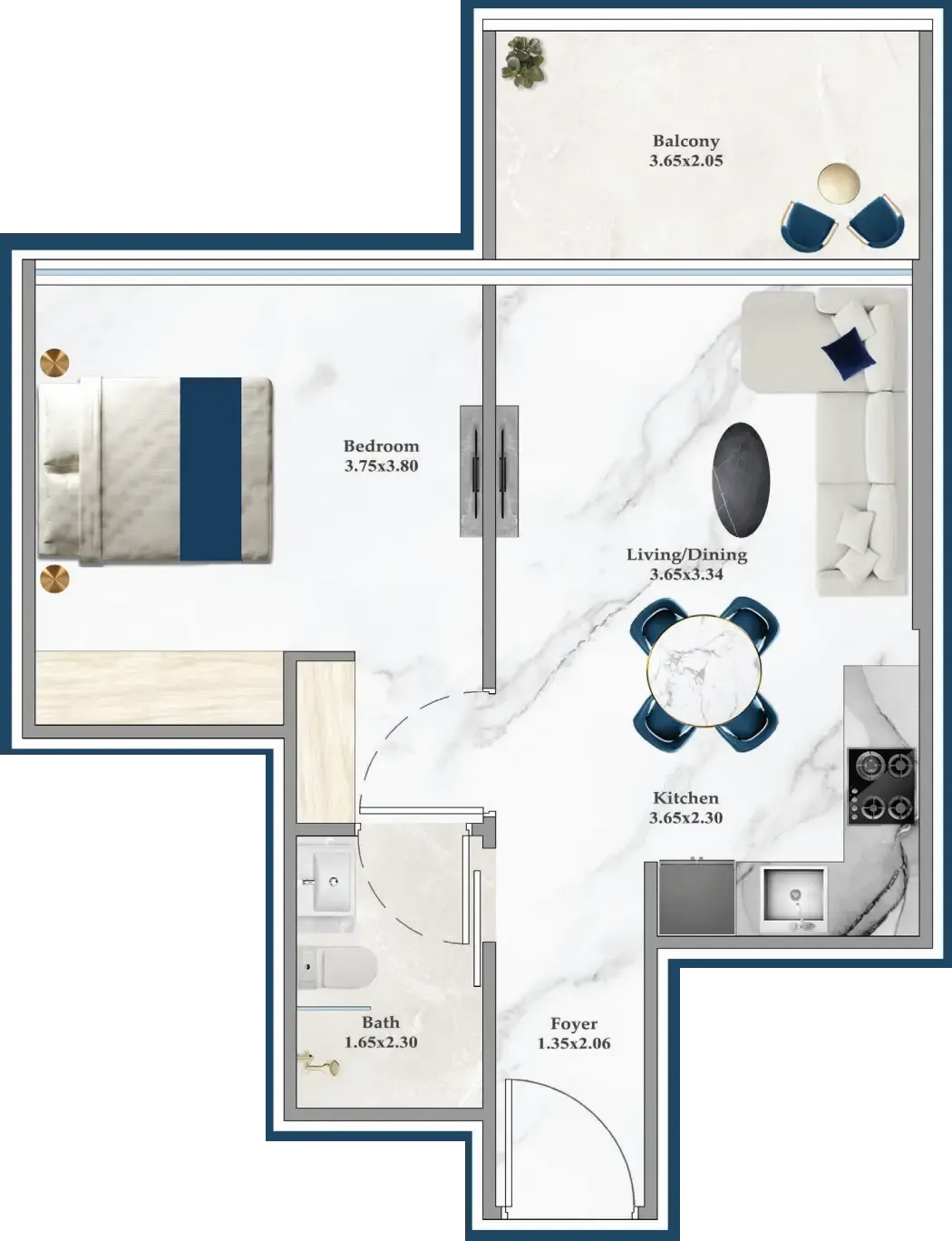 1 bedroom layout