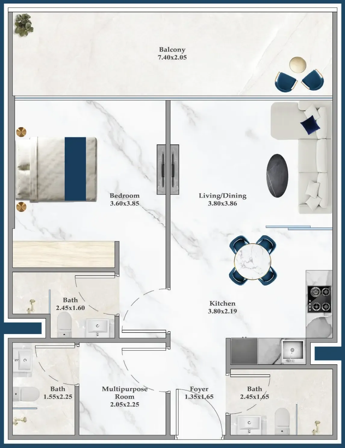 1 bedroom layout