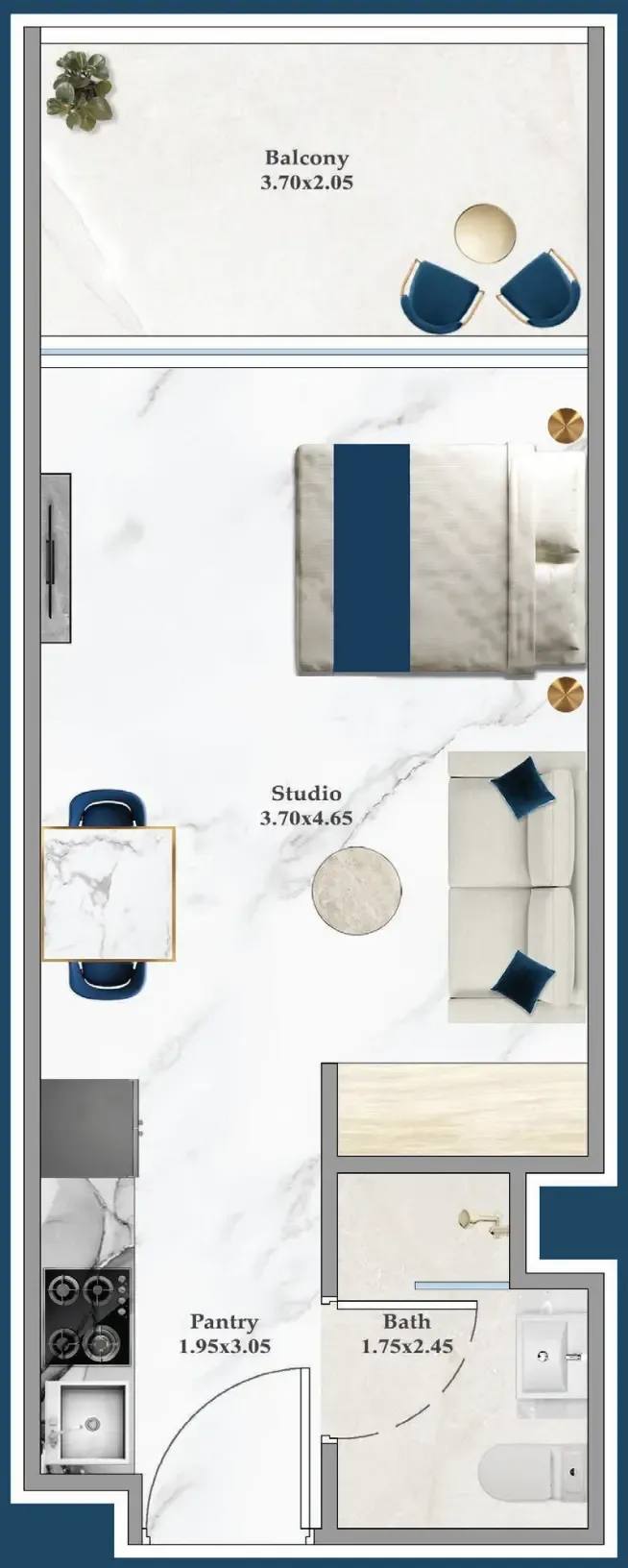 0 bedroom layout