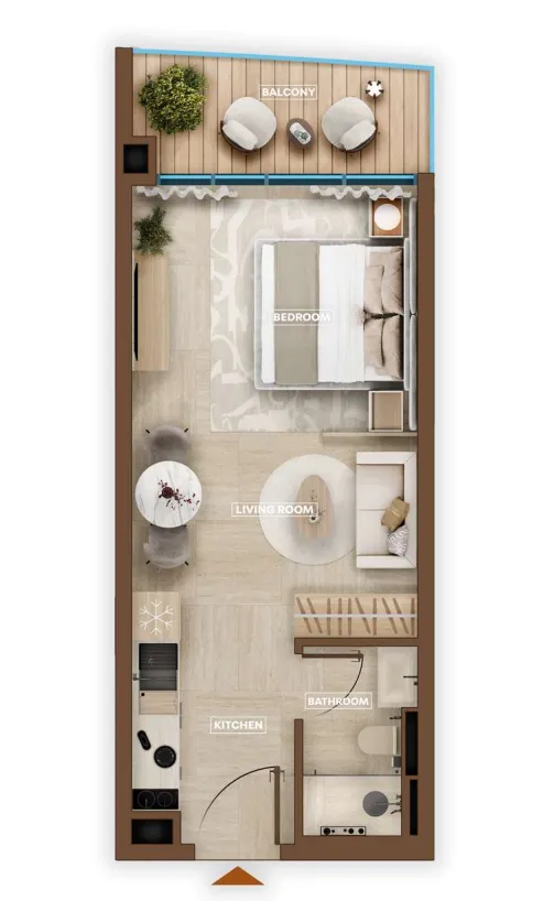 0 bedroom layout