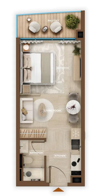 0 bedroom layout