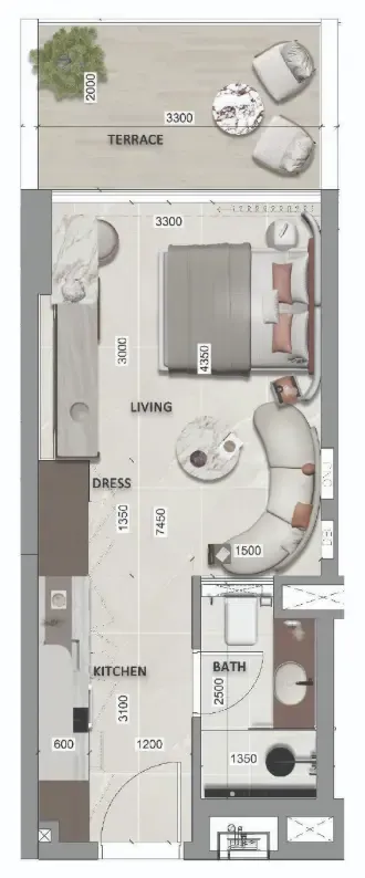 0 bedroom layout