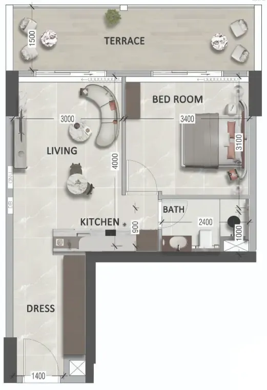 1 bedroom layout