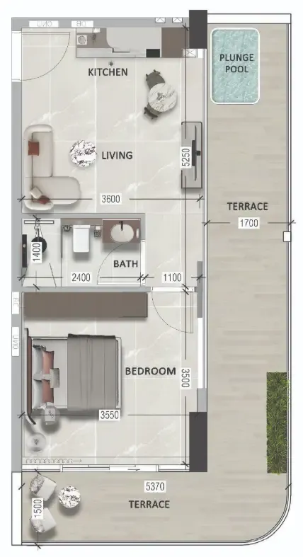 1 bedroom layout