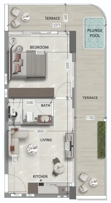 1 bedroom layout