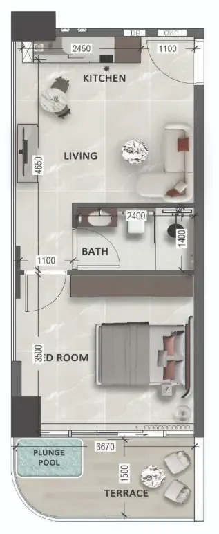 1 bedroom layout