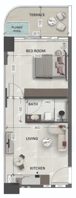 1 bedroom layout