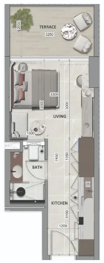 0 bedroom layout