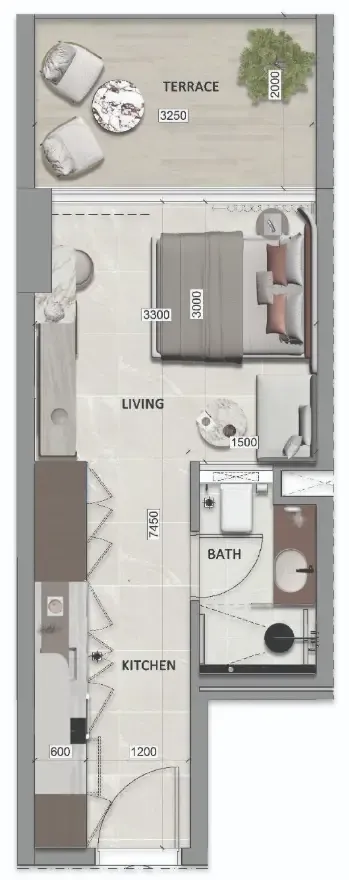 0 bedroom layout