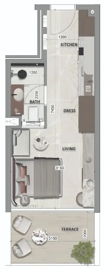 0 bedroom layout
