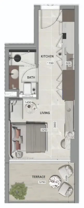 0 bedroom layout