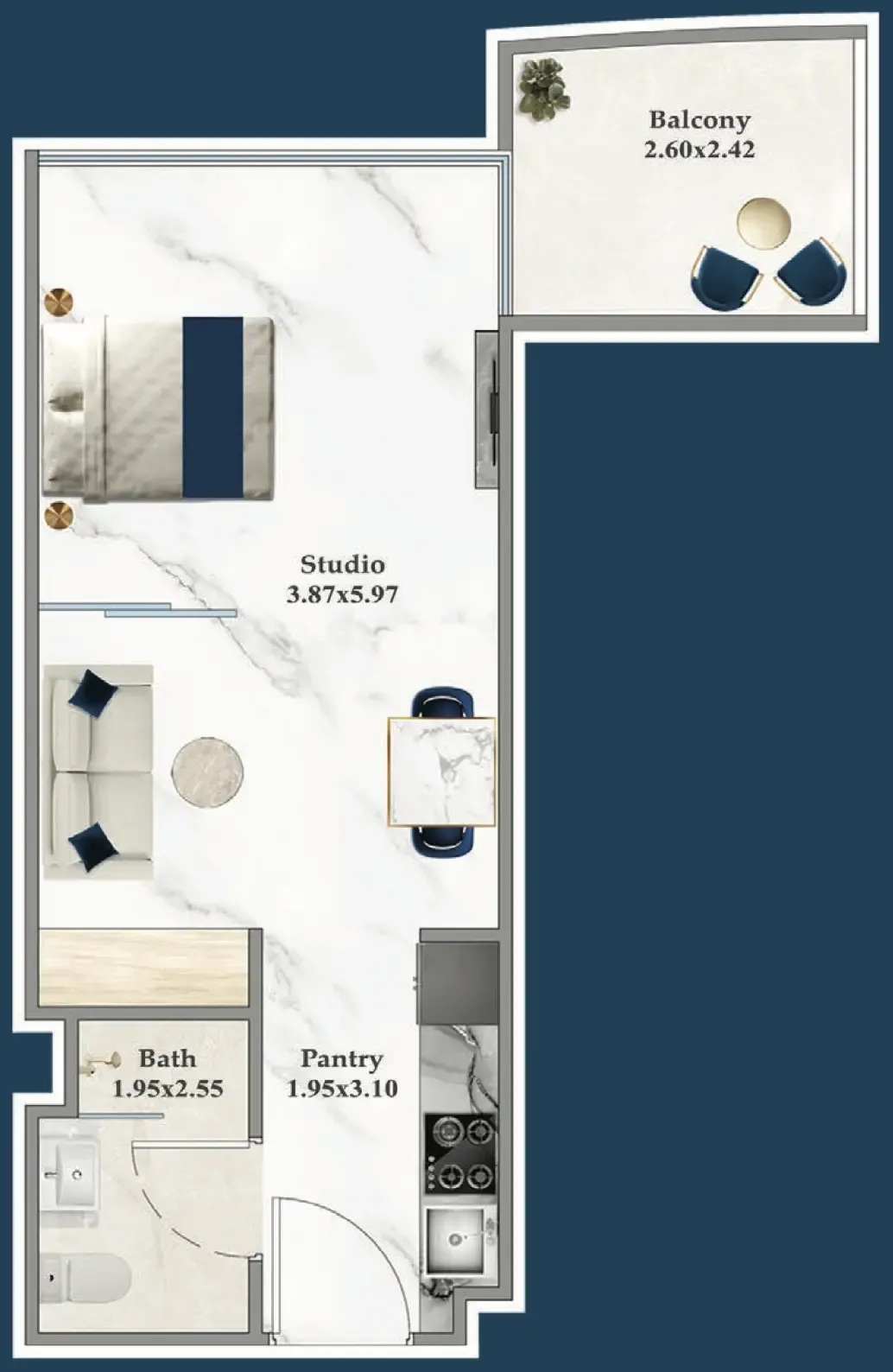 0 bedroom layout