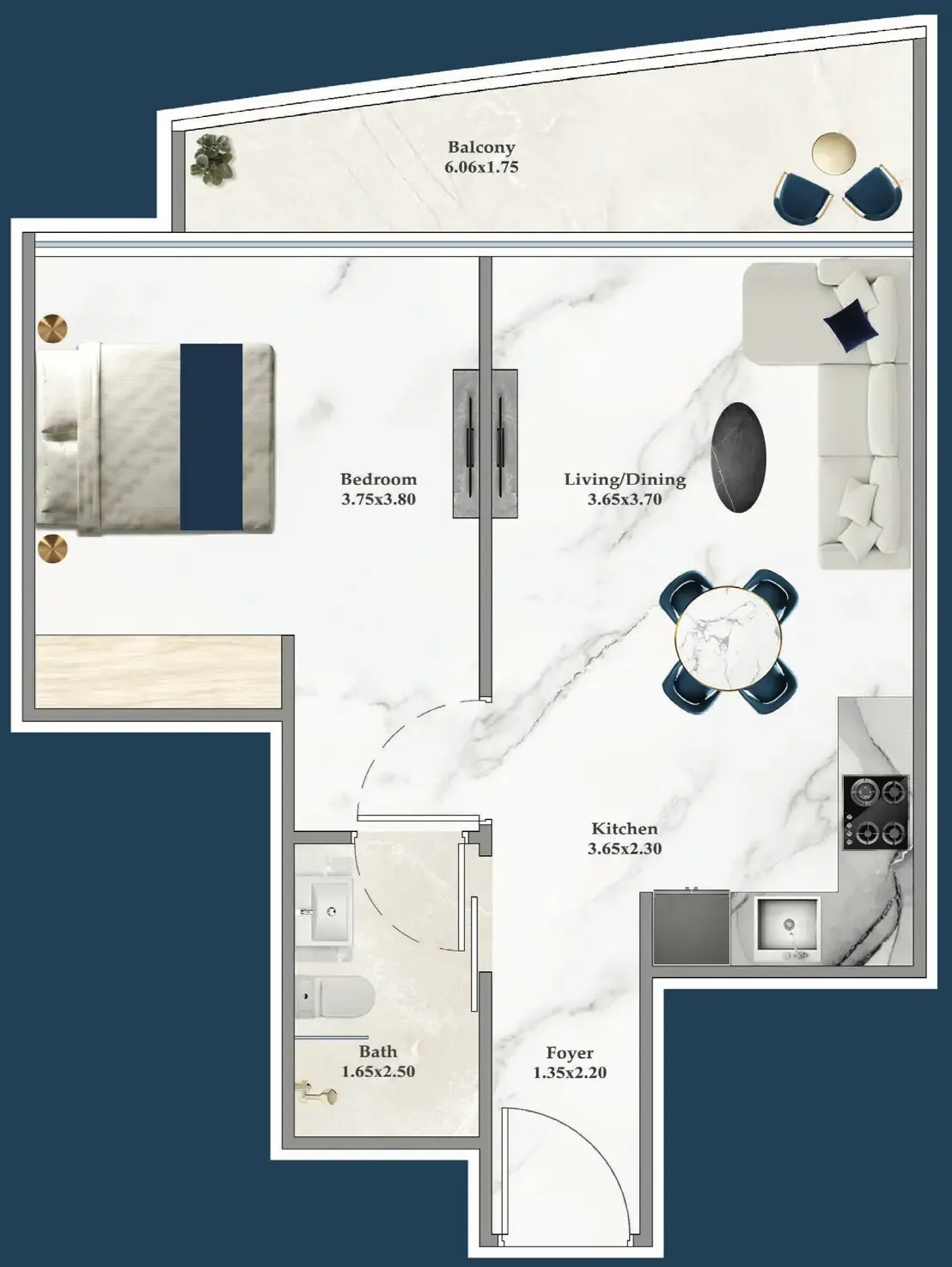1 bedroom layout