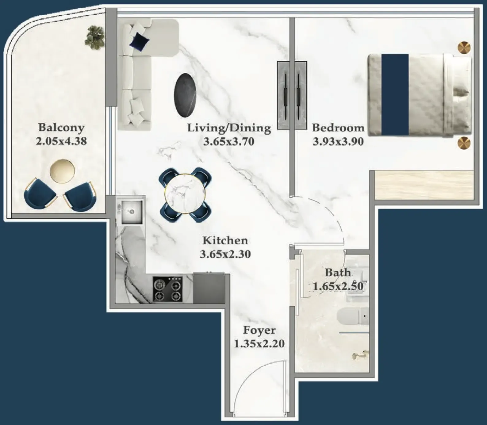 1 bedroom layout
