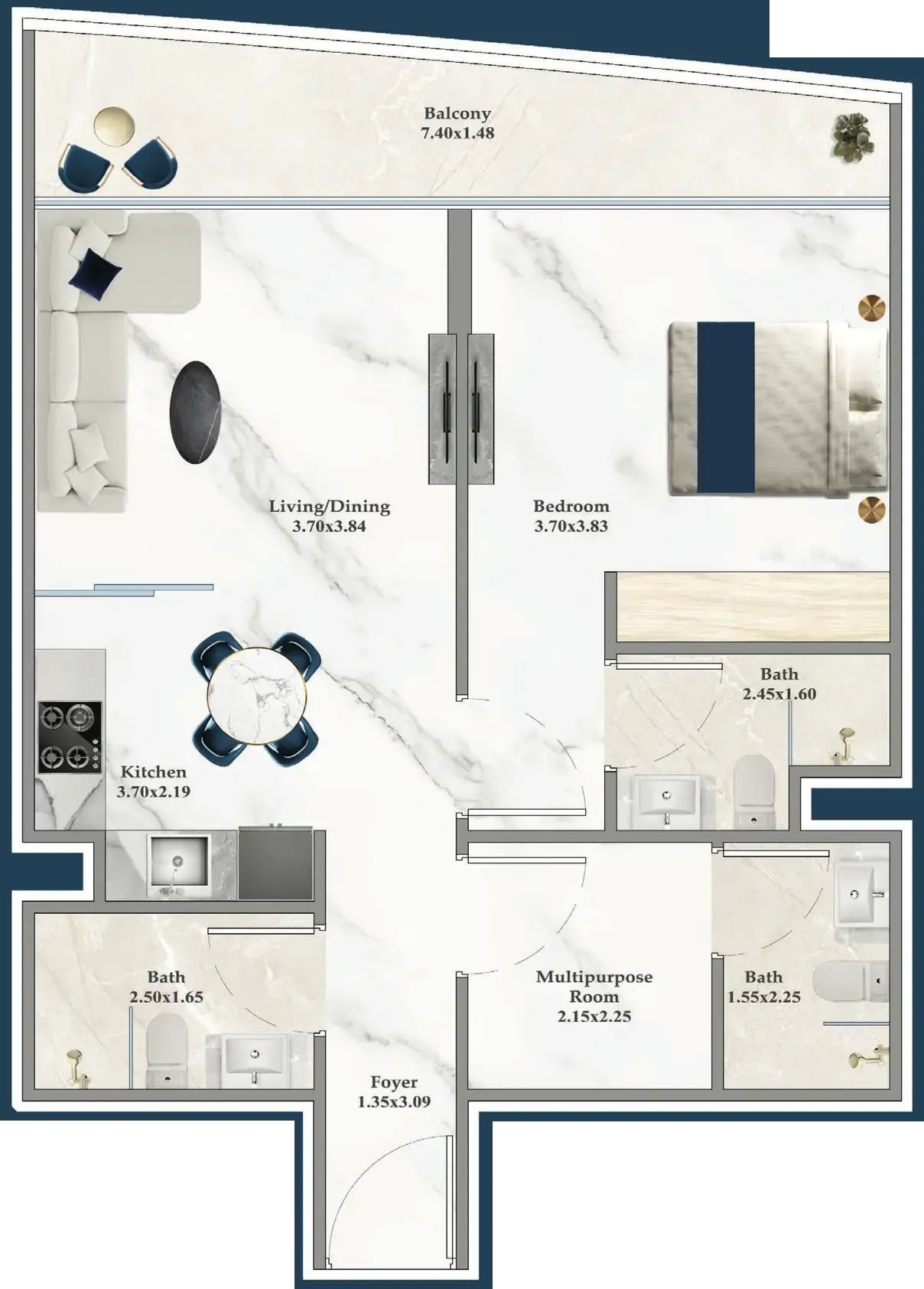 1 bedroom layout