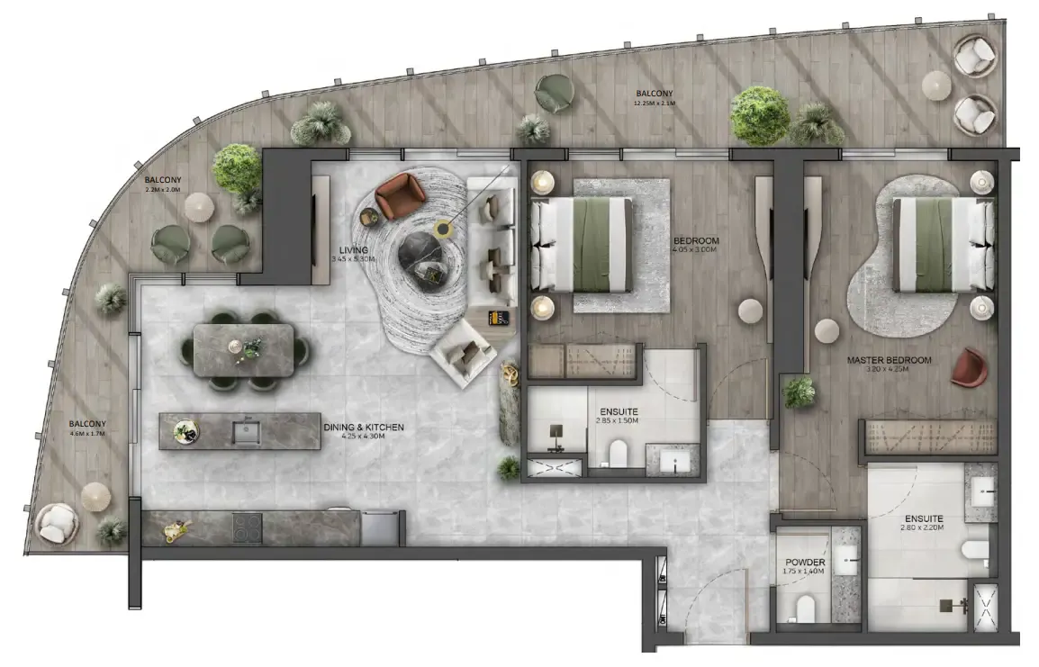 2 bedroom layout