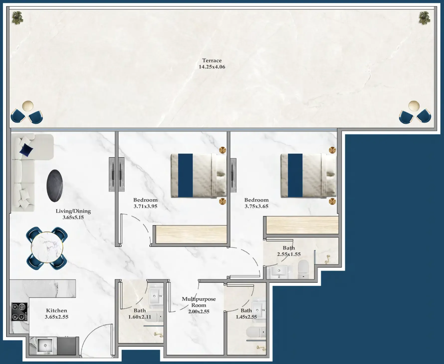 2 bedroom layout