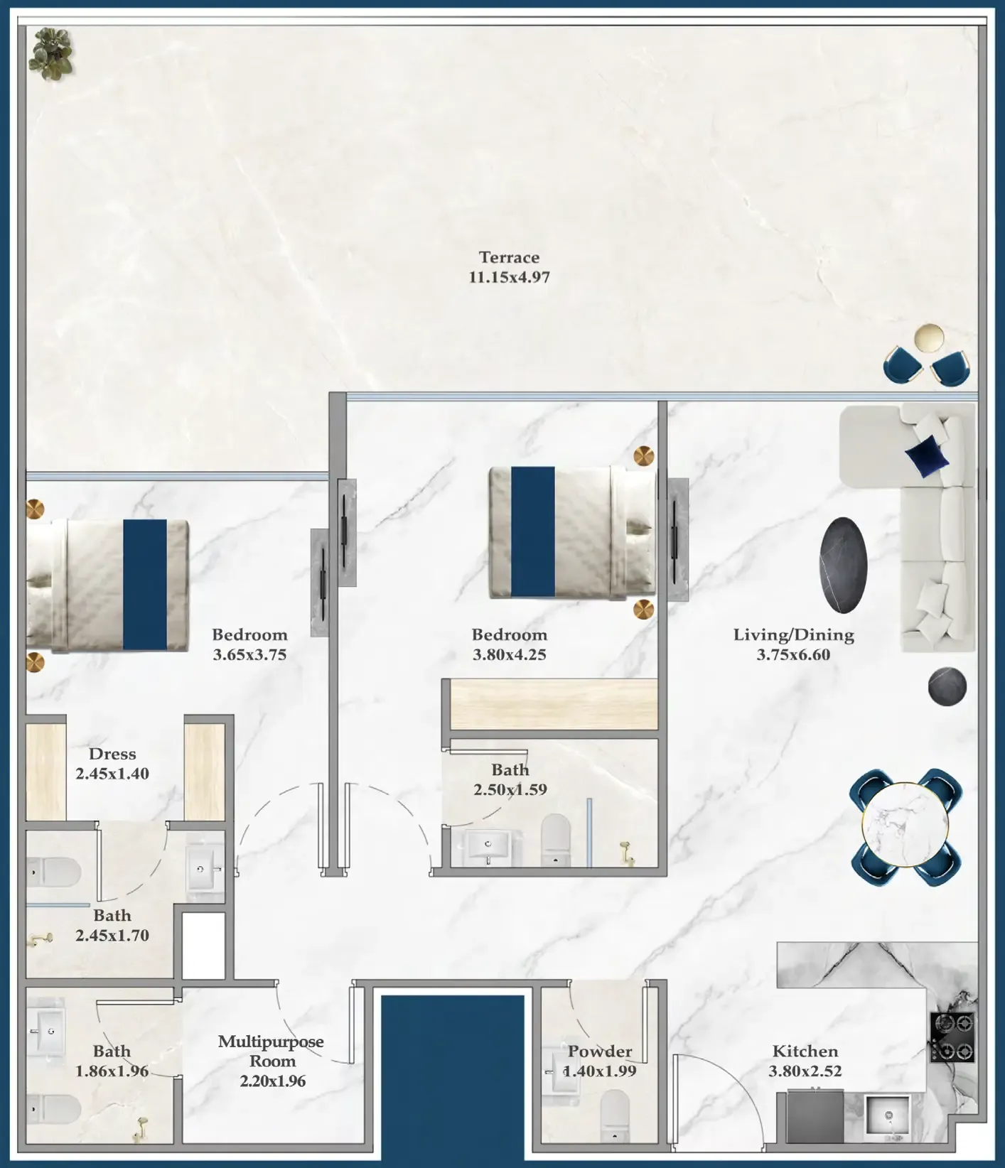 2 bedroom layout