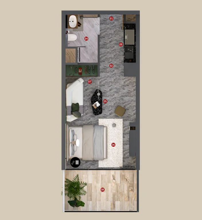 0 bedroom layout