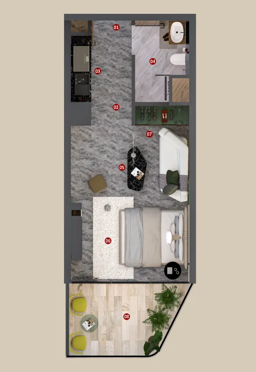 0 bedroom layout