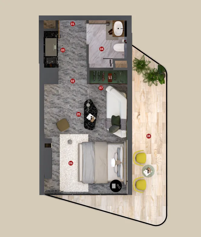 0 bedroom layout