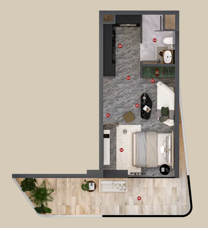 0 bedroom layout