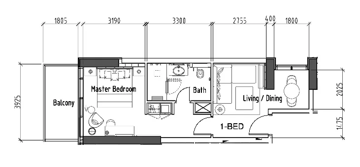 1 bedroom layout
