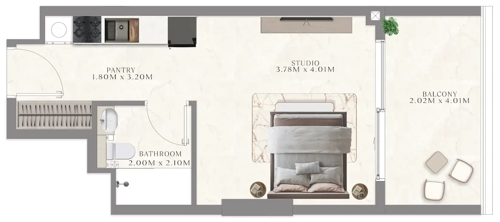 0 bedroom layout