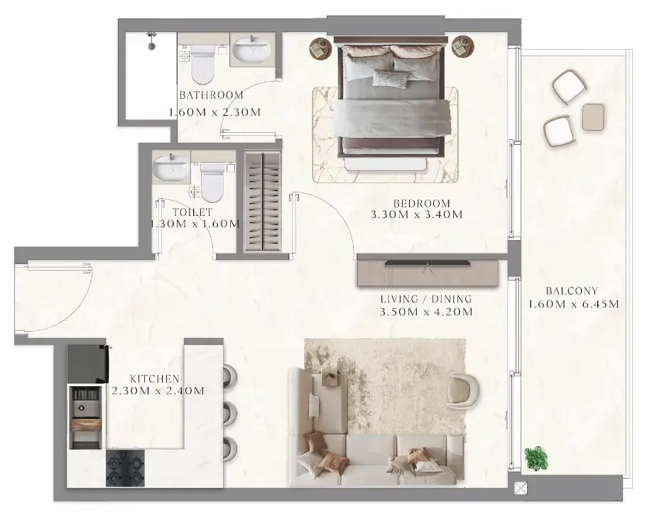 1 bedroom layout