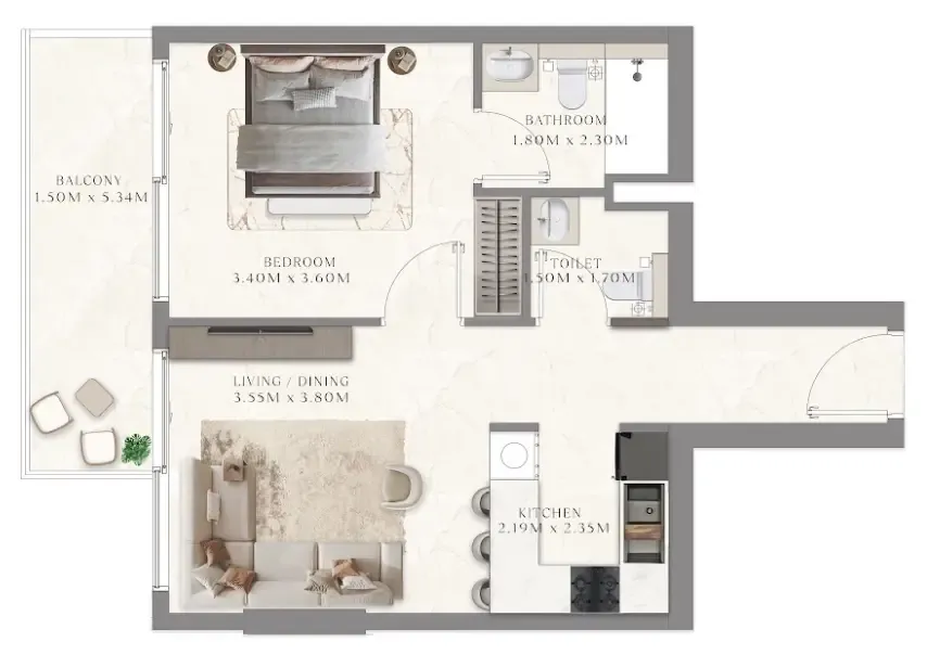 1 bedroom layout