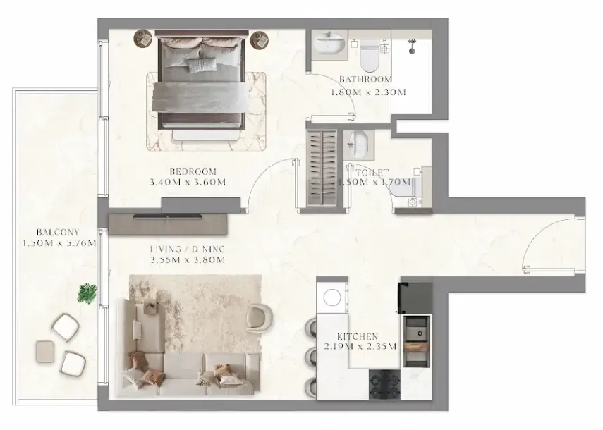 1 bedroom layout