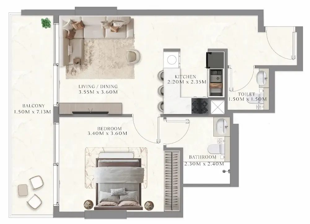 1 bedroom layout