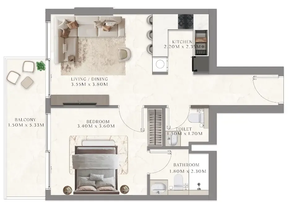 1 bedroom layout
