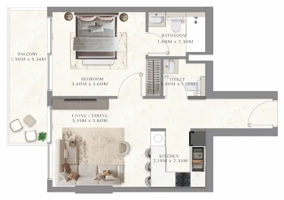 1 bedroom layout
