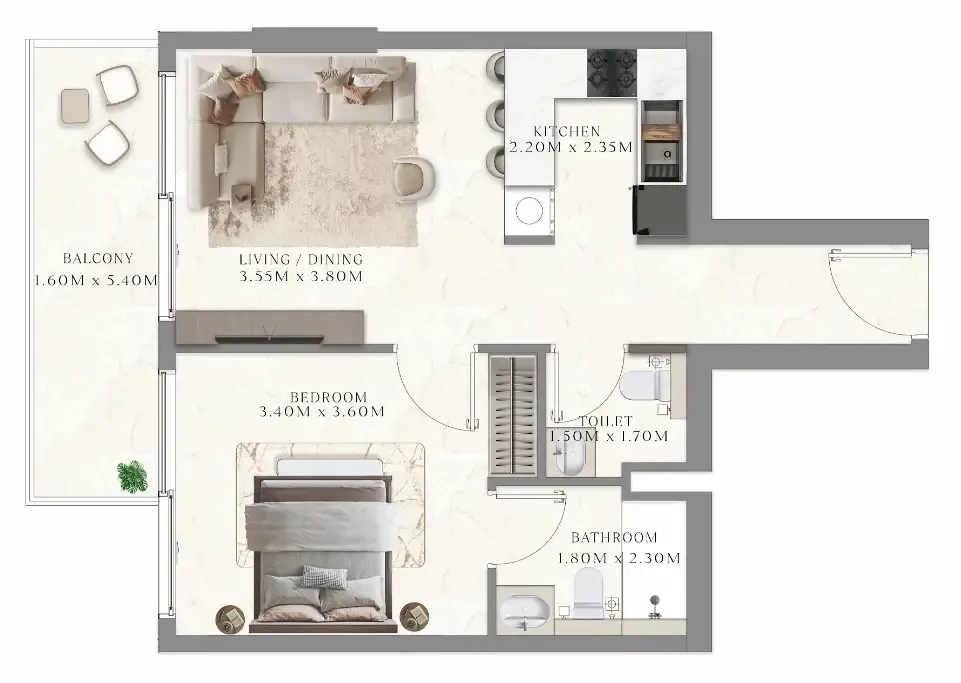 1 bedroom layout