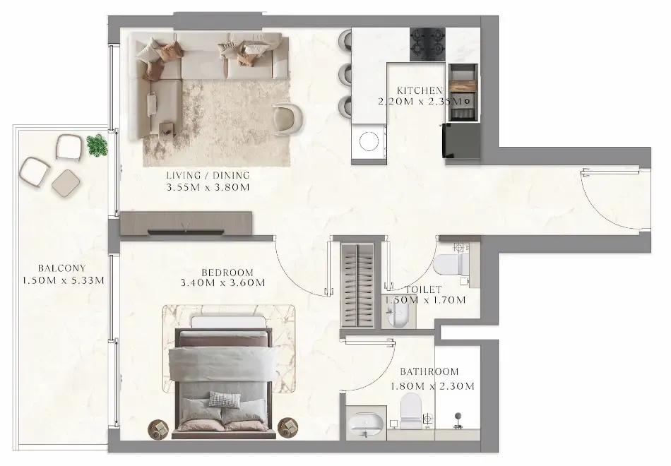 1 bedroom layout