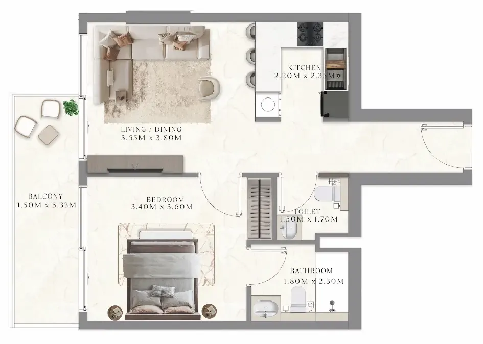 1 bedroom layout