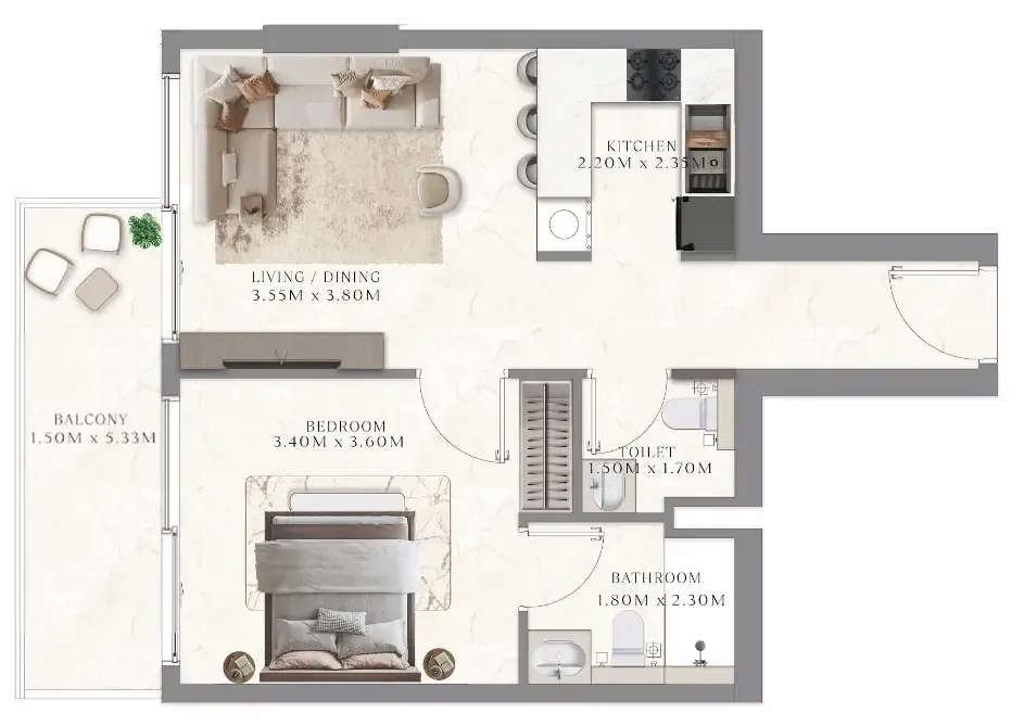 1 bedroom layout