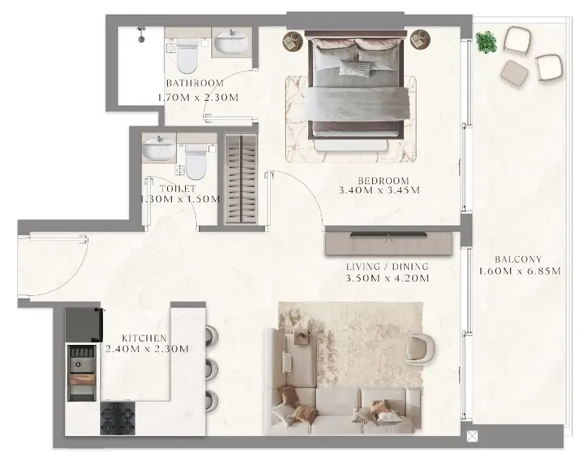 1 bedroom layout