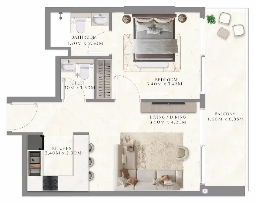 1 bedroom layout