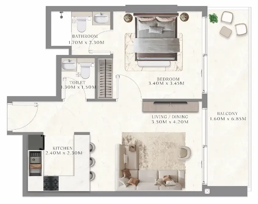 1 bedroom layout