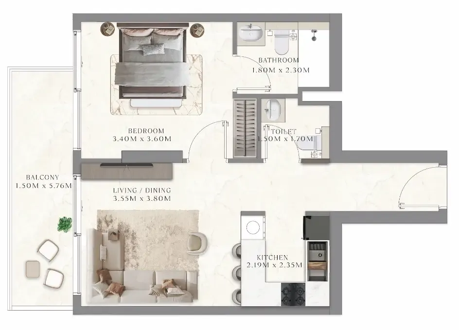 1 bedroom layout