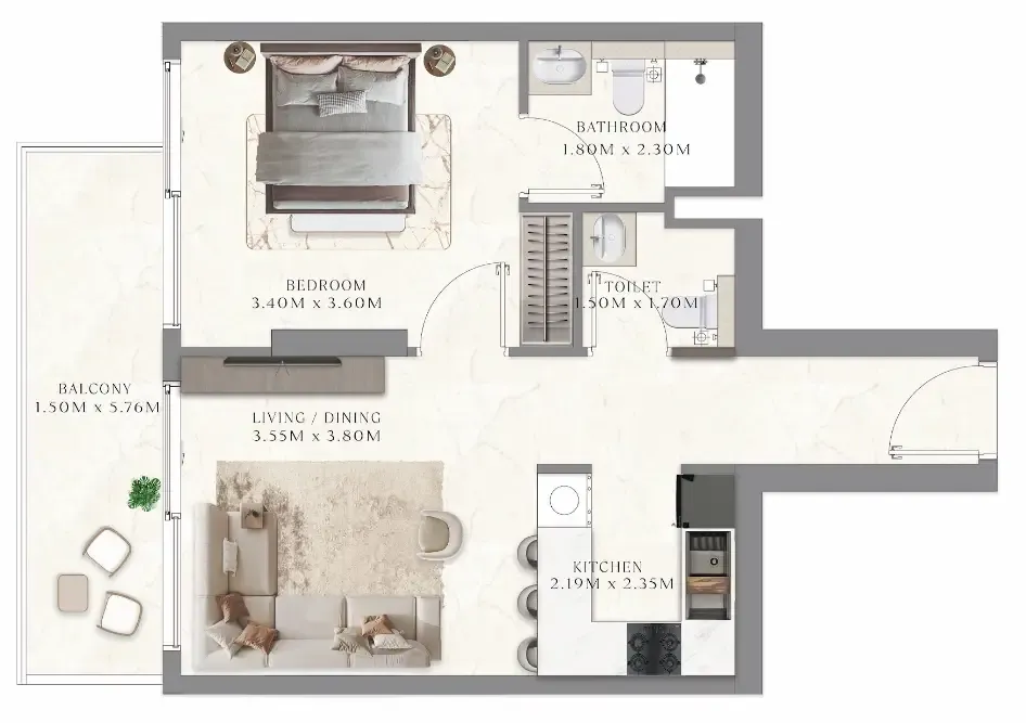 1 bedroom layout