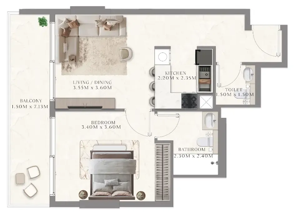 1 bedroom layout