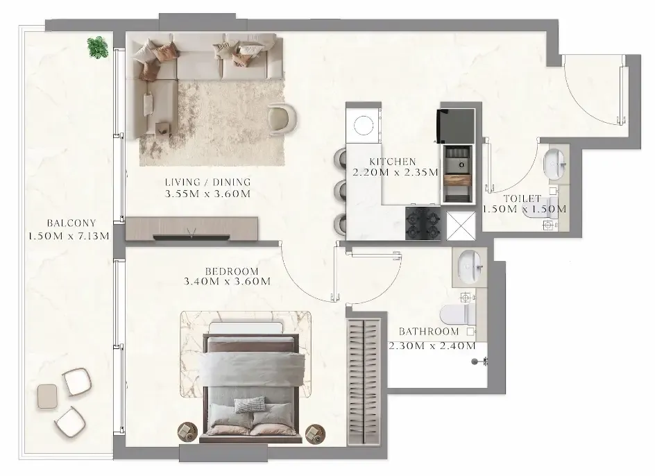 1 bedroom layout