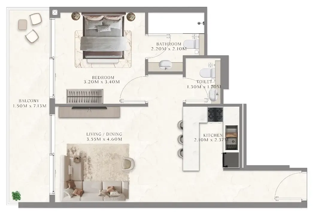 1 bedroom layout