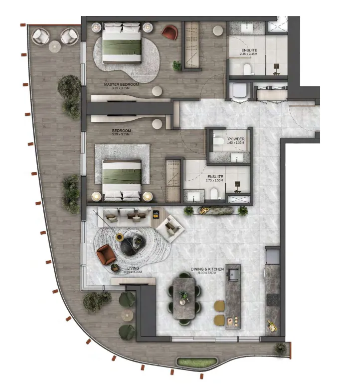 2 bedroom layout
