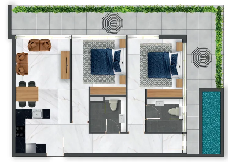 2 bedroom layout