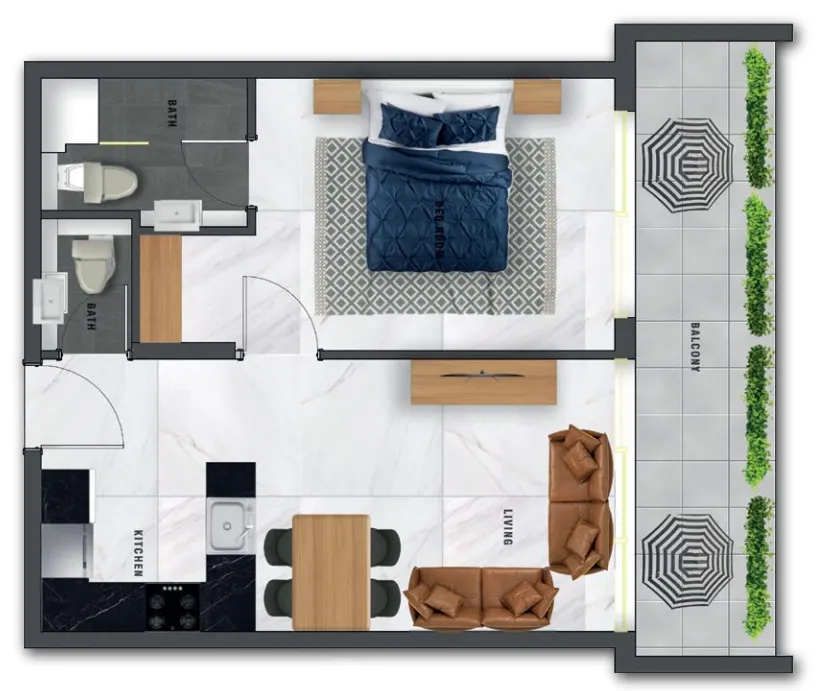 1 bedroom layout