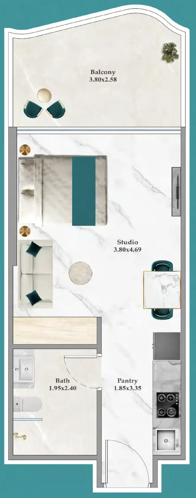 0 bedroom layout